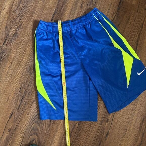 Nike Men's Athletic Shorts Blue Neon Yellow Drawstring Pockets Size M - Picture 5 of 5